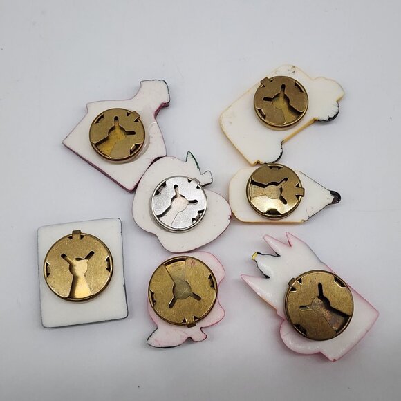 Vintage Set 7 School Teacher Apple Button Covers Books Pencil Ruler ABC Slate - Picture 3 of 3